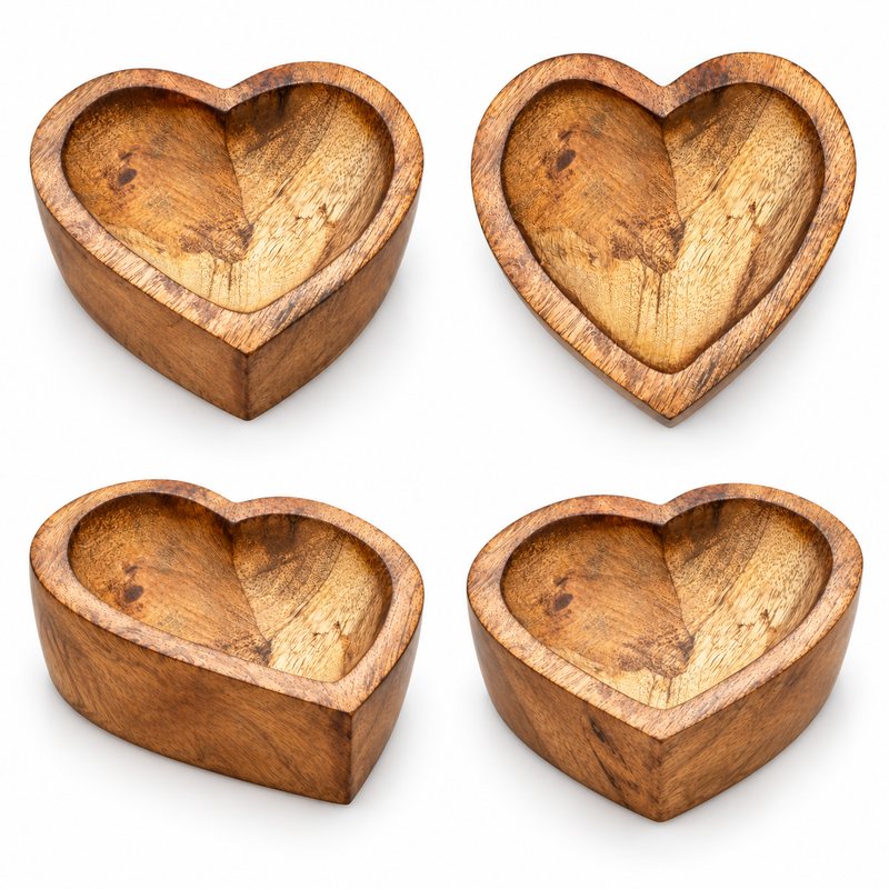 Wooden Heart Urli 5 Inch CD13905 Niral Industries