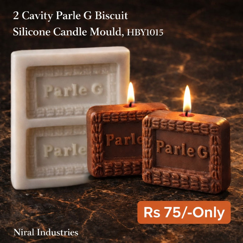 2 Cavity Parle G Biscuit Silicone Candle Mould, HBY1015  Niral Industries
