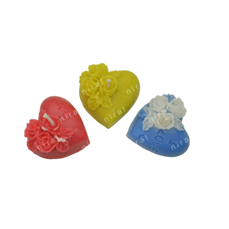 Rose Flower In Heart Shape Silicone Candle Mould HCM22511, Niral Industries