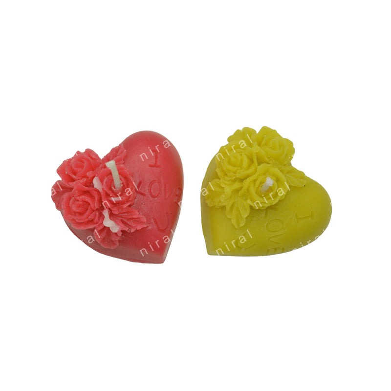 Rose Flower In Heart Shape Silicone Candle Mould HCM22511, Niral Industries