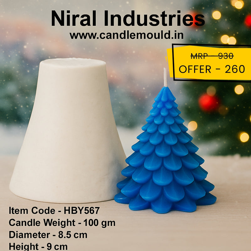 Christmas Tree Pillar Silicone Candle
