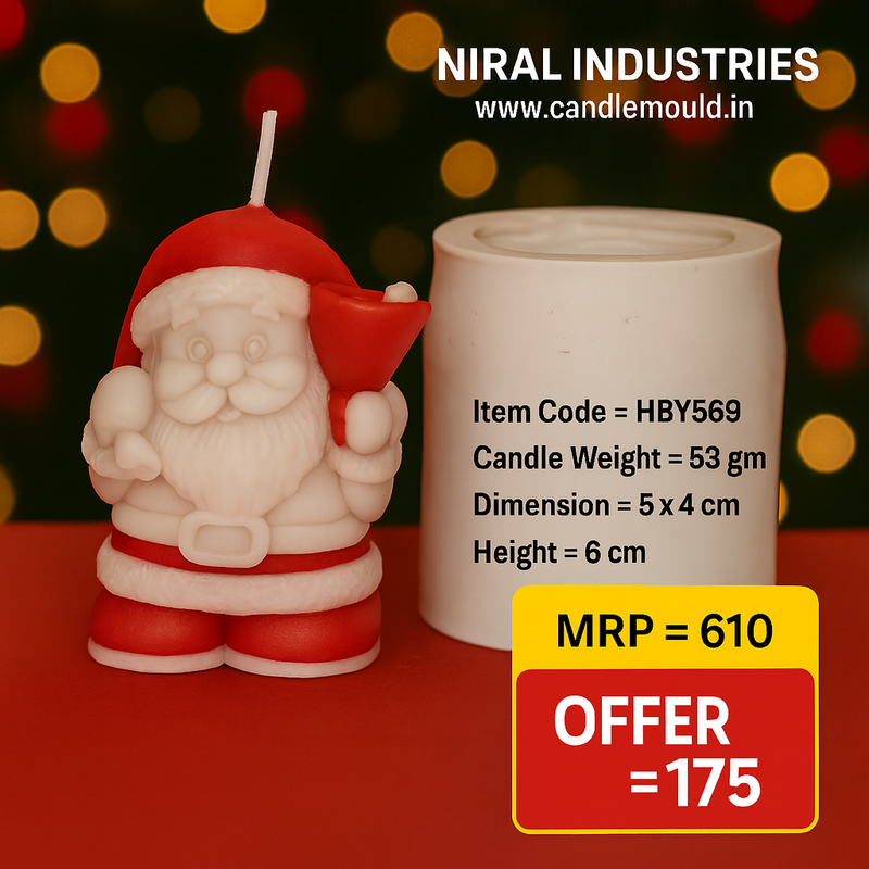 Jolly Santa Silicone Candle Mold HBY569, Niral Industries
