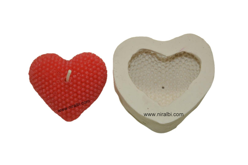 Pearl In Heart Shape Silicone Candle Mould HCM22512, Niral Industries.