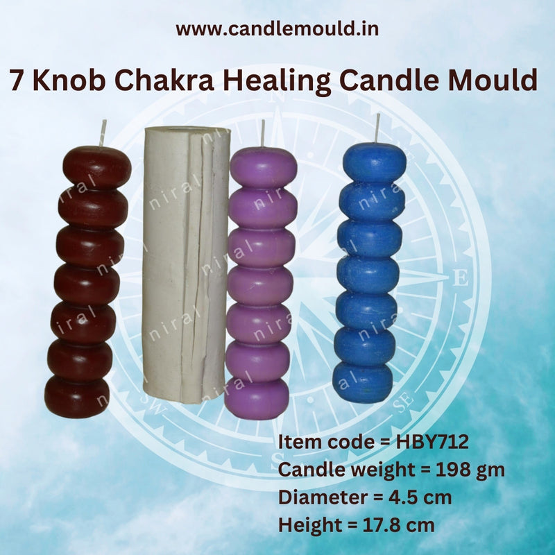 7 Knob Chakra Healing Silicone Candle Mould HBY712, Niral Industries.