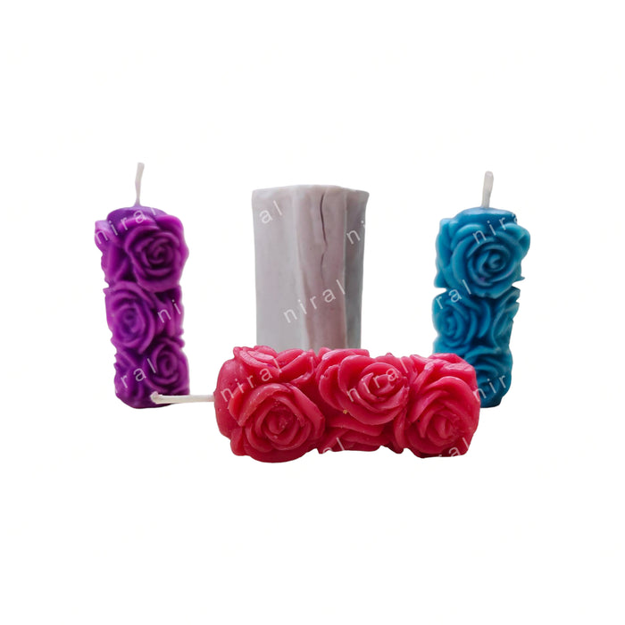 Niral Industries Small Rose Pillar Silicone Candle Mould