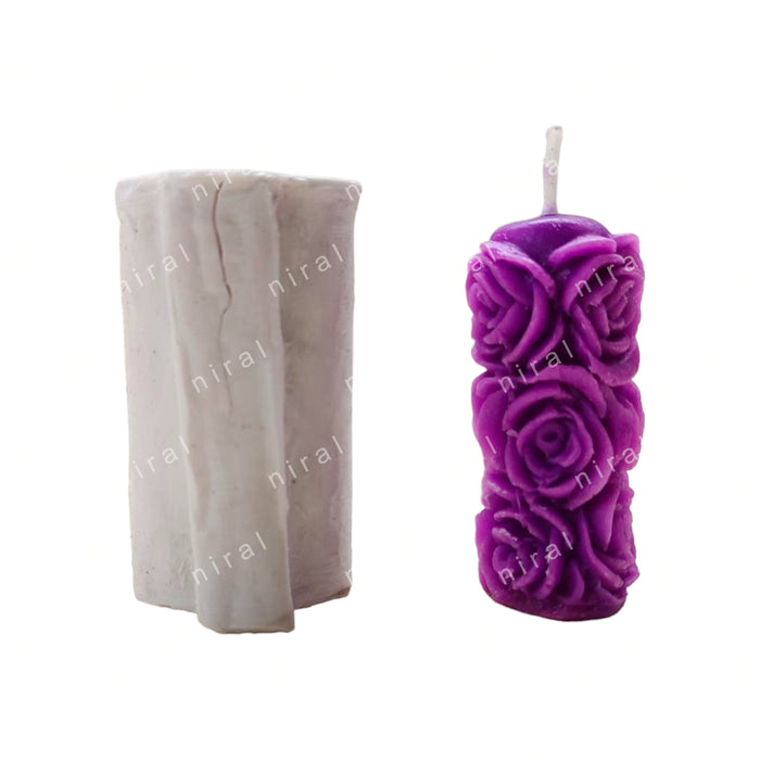 Niral Industries Small Rose Pillar Silicone Candle Mould