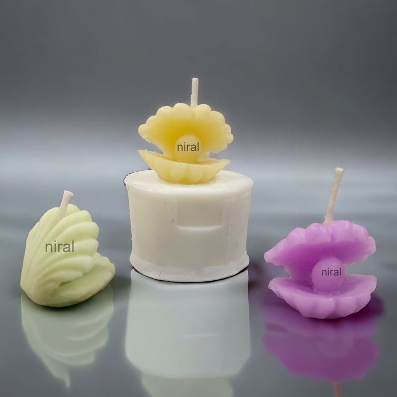 Niral Industries Small Shell With Pearl Silicone Candle Mould HCM21802