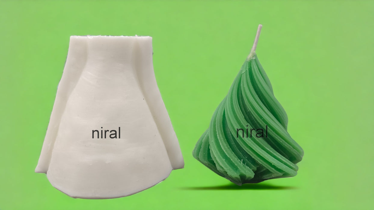 Swirll Twisted Large Palm Leaf Silicone Candle Mould HBY855, Niral Industries