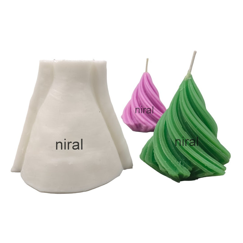 Swirll Twisted Large Palm Leaf Silicone Candle Mould HCM22402 , Niral Industries