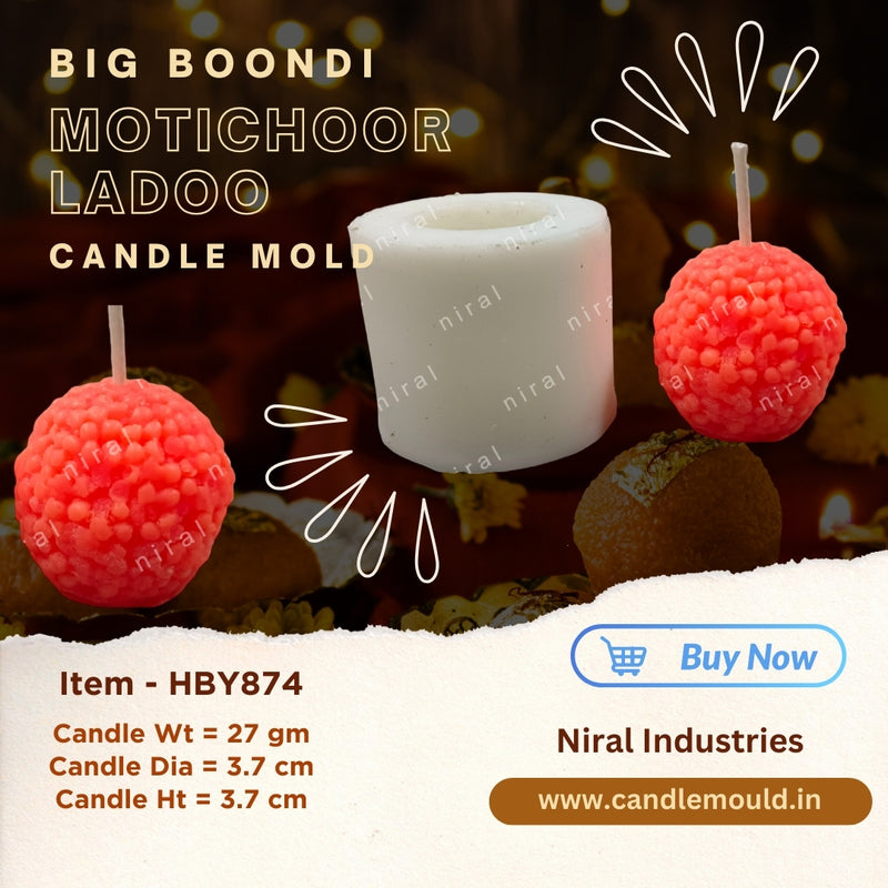 Motichoor Ladoo Big Boondi Silicone Candle Mould HBY874, Niral Industries
