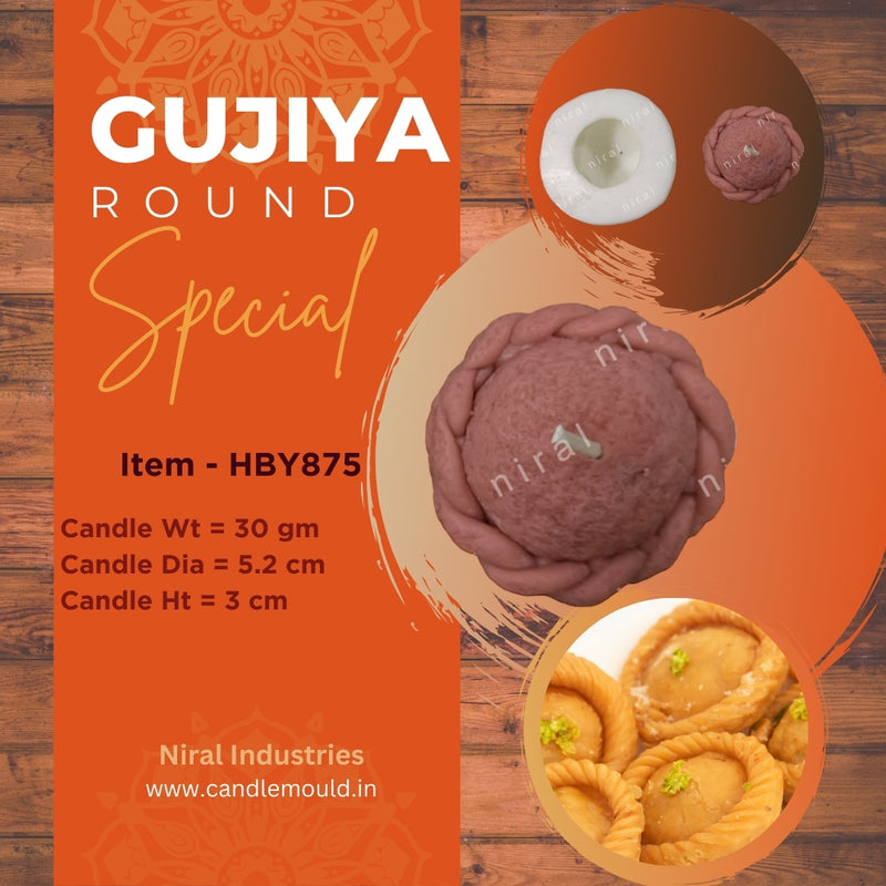 Round Gujiya Silicone Candle Mould HCM21216, Niral Industries