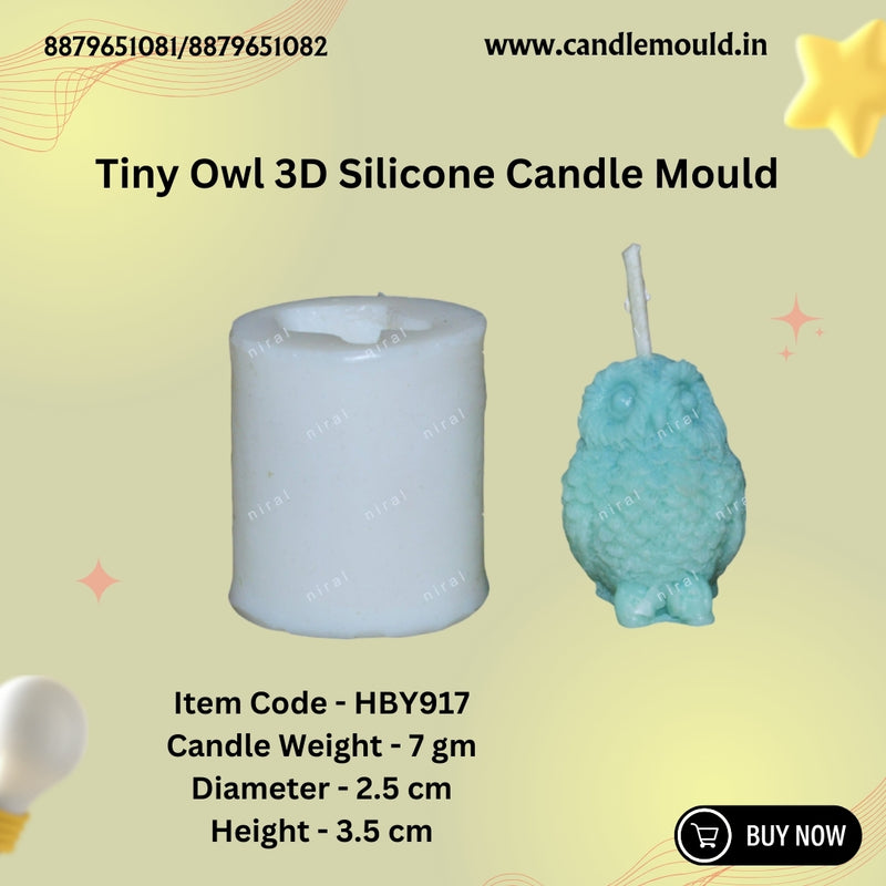 Tiny Owl 3D Silicon Candle Mould HBY917, Niral Industries.
