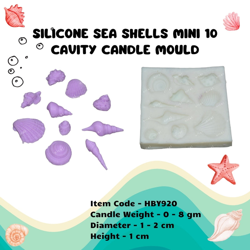 Silicone Seashells Mini 10 Cavity Candle Mould HCM21709, Niral Industries.