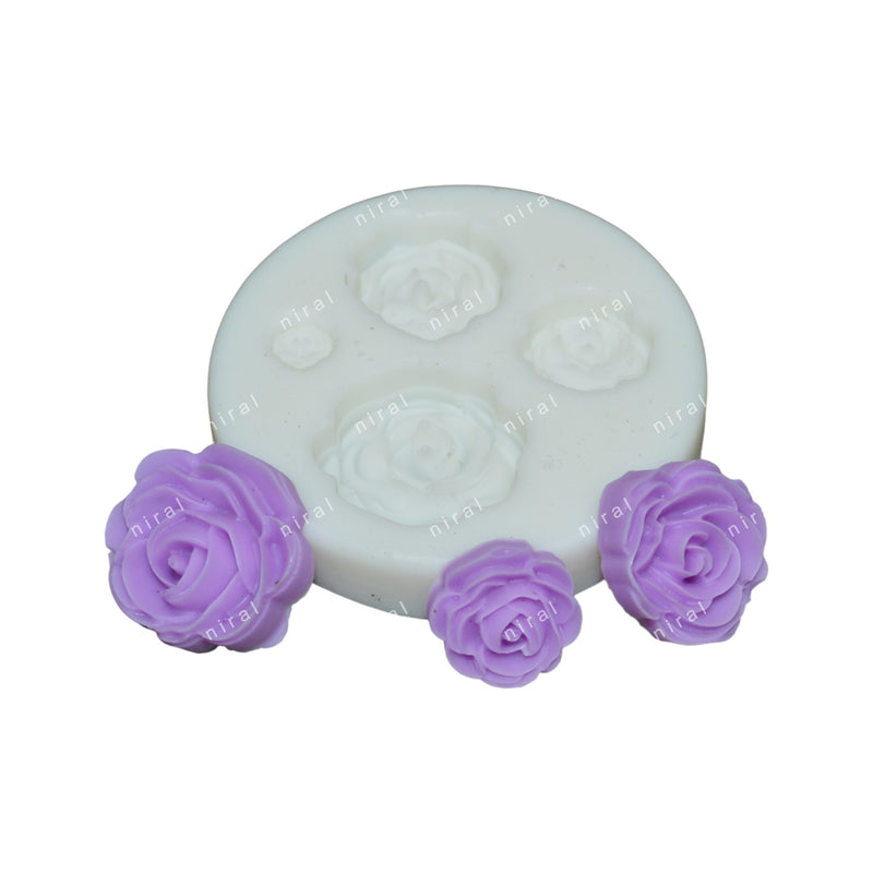 4 Cavity Silicone Rose Candle Mould HBY923, Niral Industries.
