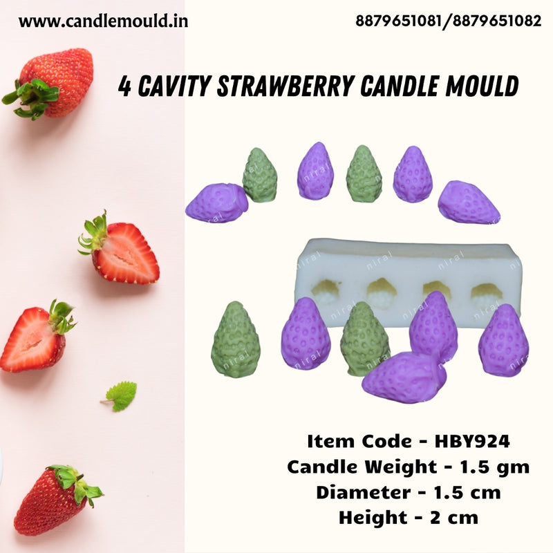 4 Cavity Strawberry Silicone Candle Mould HBY924, Niral Industries.