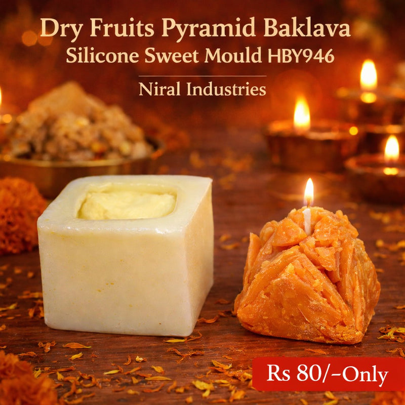 Dry Fruits Pyramid Baklava Silicone Sweet Mould HBY946, Niral Industries.