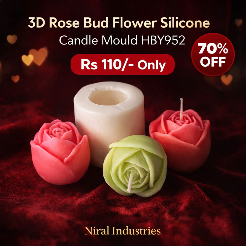 3D Rose Bud Flower Silicone Candle Mould HBY952, Niral Industries.