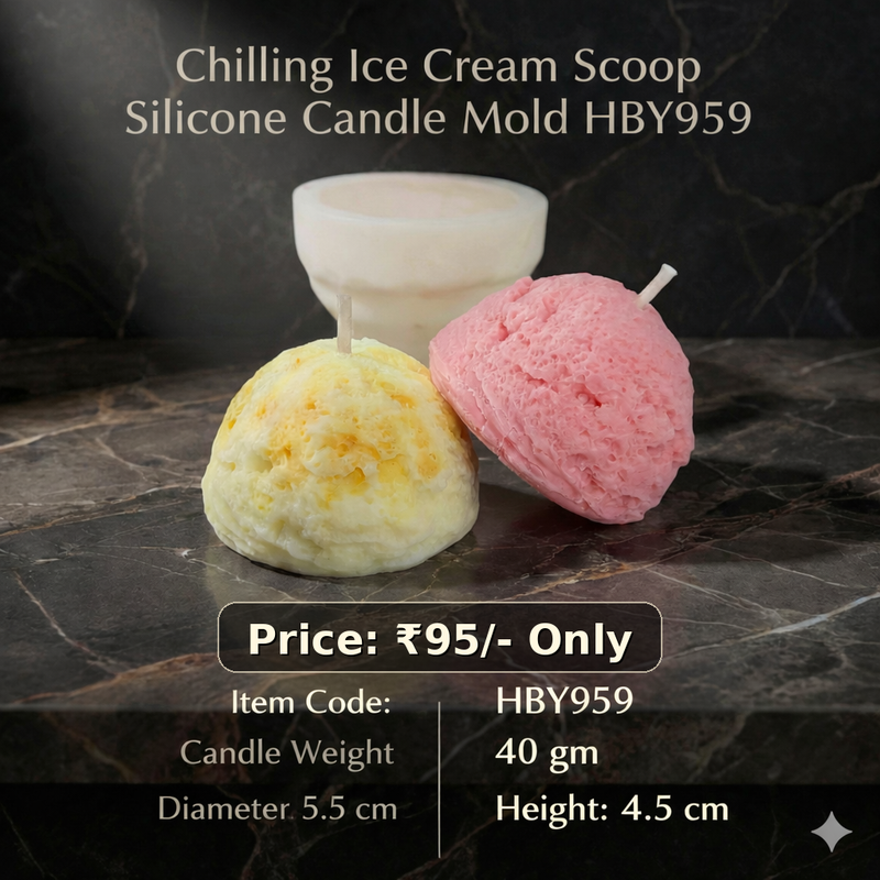 Chilling Ice Cream Scoop Silicone Candle Mold HCM21416, Niral Industries
