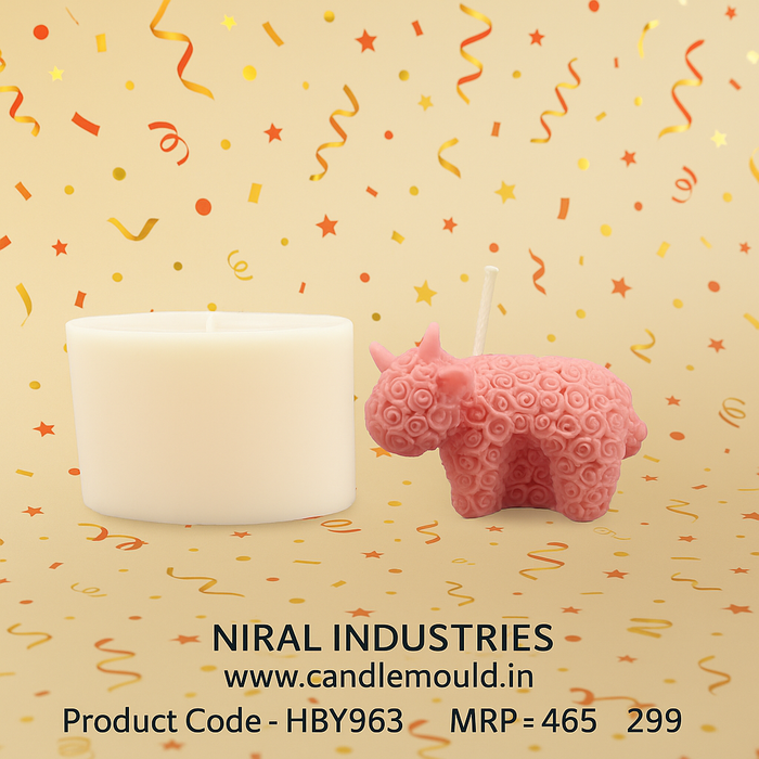 Rosie Posie Rhino Silicone Candle Mold HBY963, Niral Industries