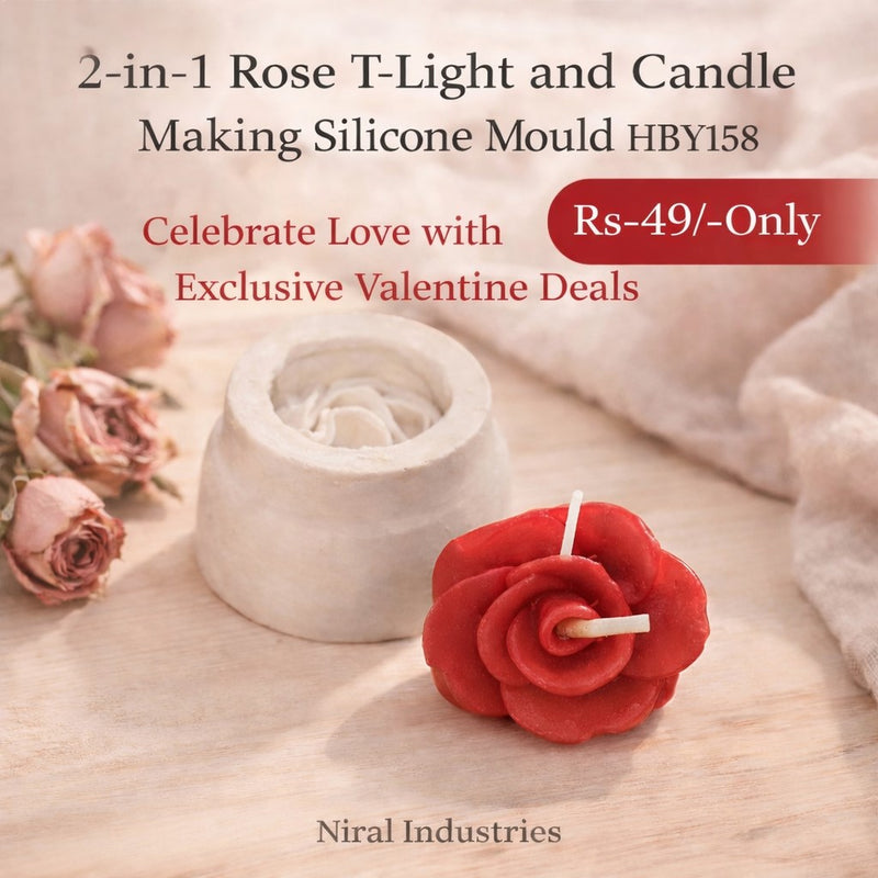 2-in-1 Rose T-Light and Candle Making Silicone Mould HBY158, Niral Industries
