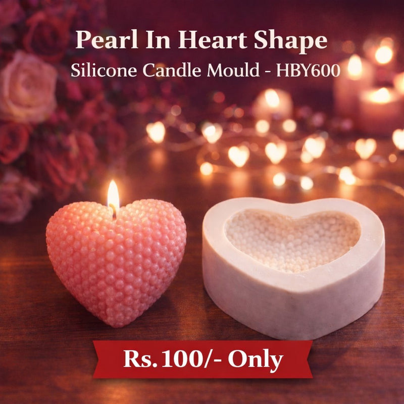 Pearl In Heart Shape Silicone Candle Mould HCM22512, Niral Industries.