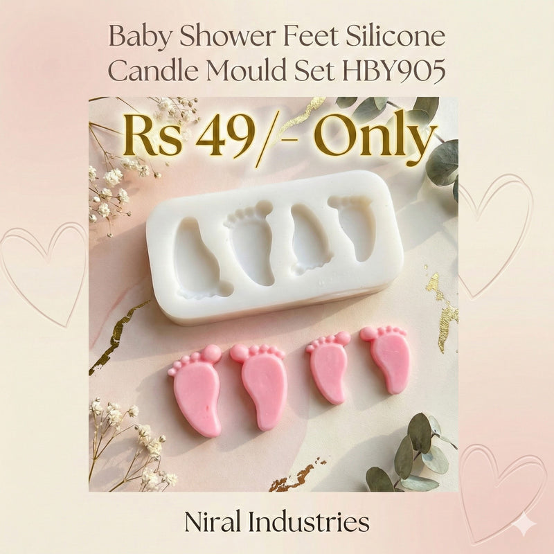 Niral Industries “Baby Shower Feet Silicone Candle Mould Set – 2 gm & 3 gm (2 Pairs)”