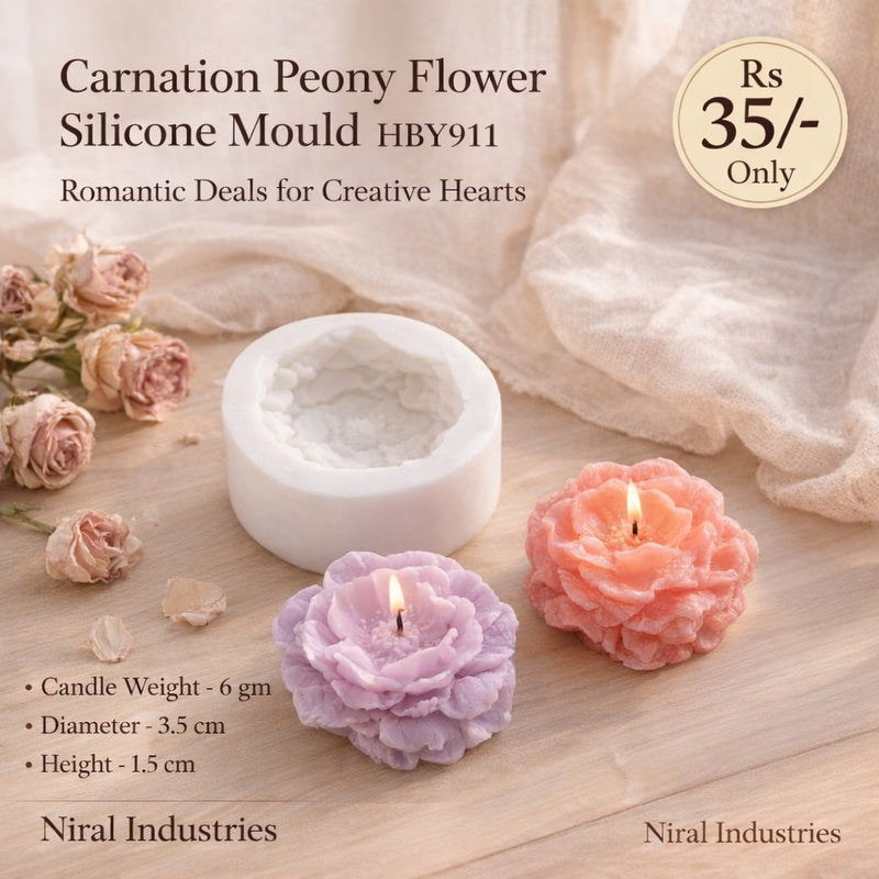 Carnation Peony Flower Silicone Mould HBY911, Niral Industries.