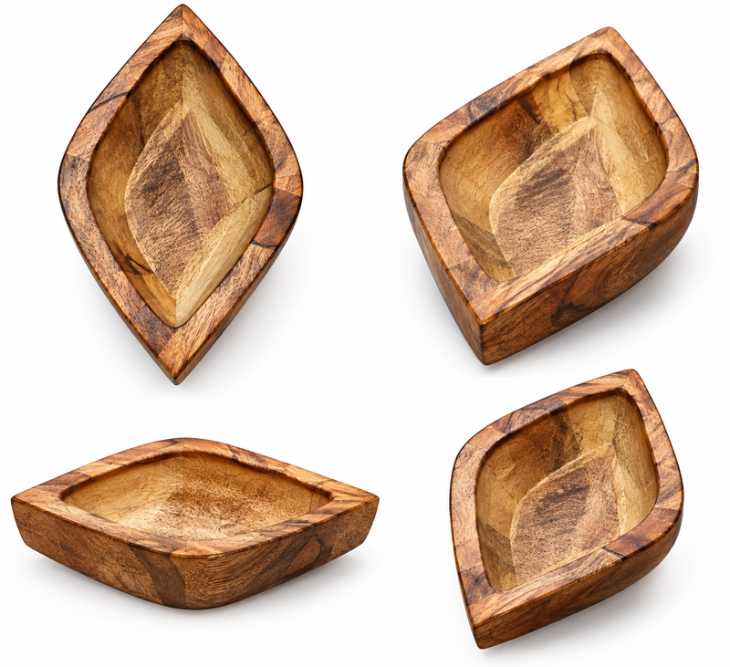 Wooden Diya Urli 6 x 4 CD13909 Niral Industries