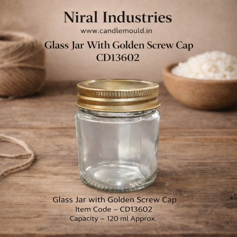Glass Jar With Golden Screw Cap CD13602 Niral Industries.