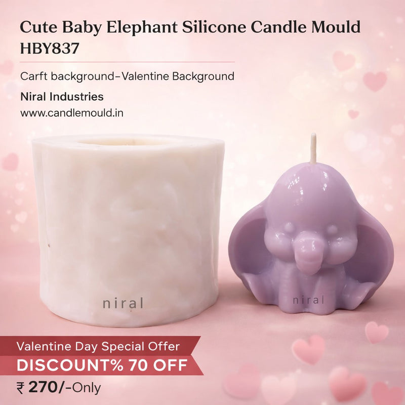 Cute Baby Elephant Silicone Candle Mould HCM21902, Niral Industries