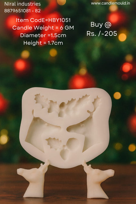 Reindeer Face Candle Mould – Premium Silicone Mold for Christmas Candle