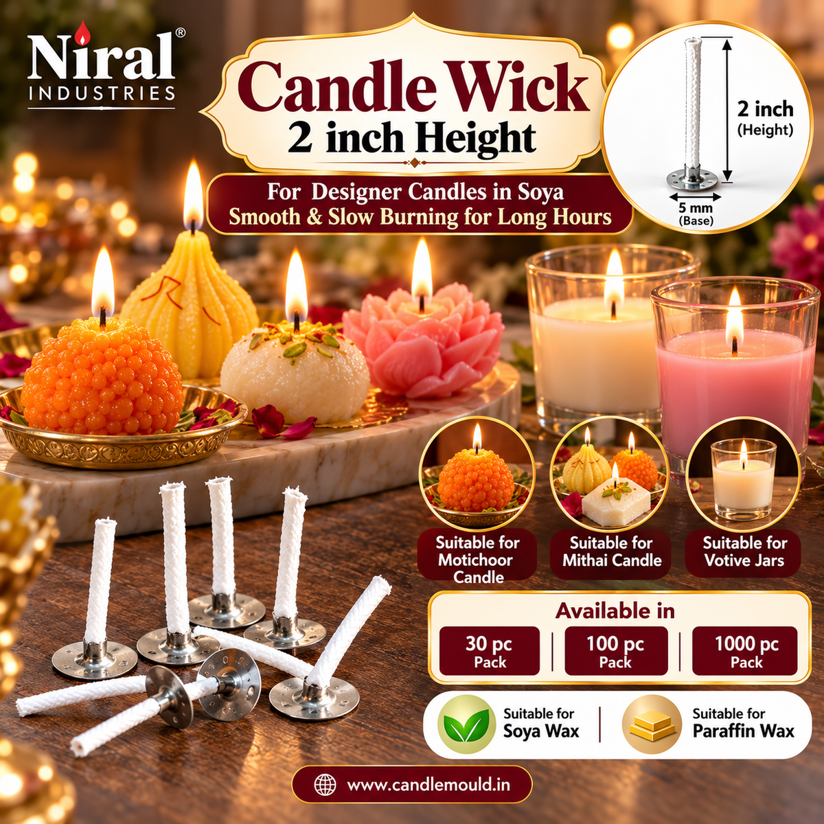 Wick for Mithai - 2 Inch | Niral Industries