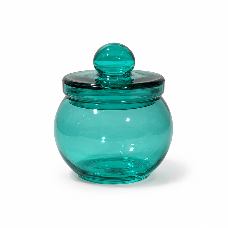 Peacock Green Round Glass Jar With Lid 220 ml CD13615 Niral Industries