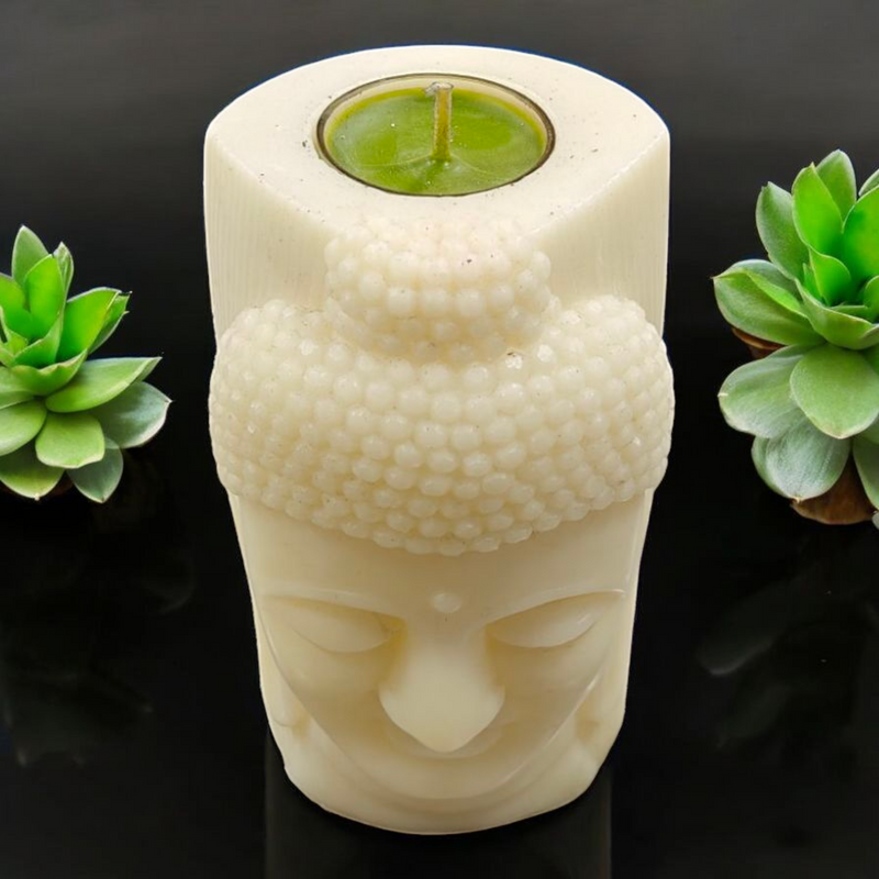 Buddha Face Designer Pillar Candle Mould Small HBY428, Niral Industries.