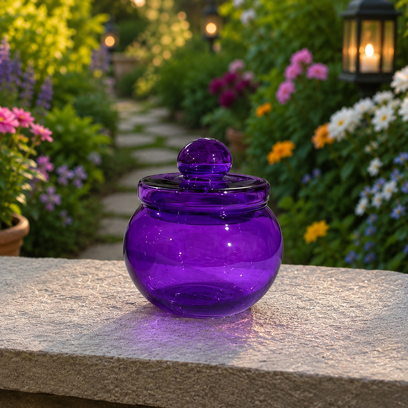 Purple Round Glass Jar With Lid 220ml CD13614 Niral Industries
