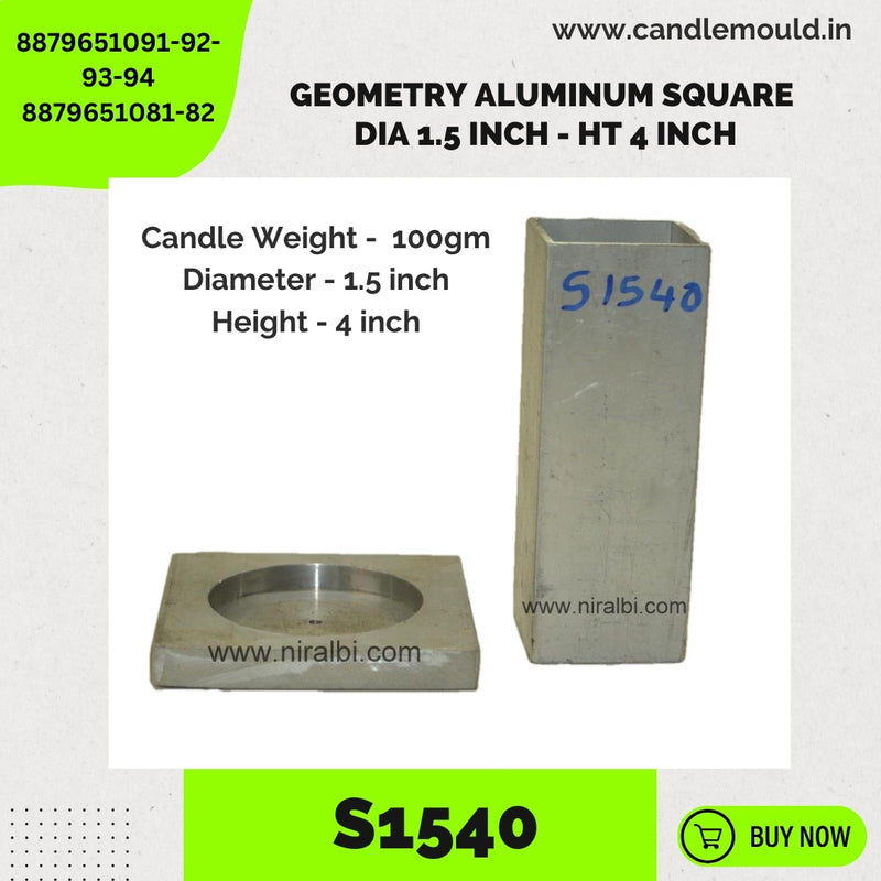 Niral's Geometry Aluminum Square Dia 1.5 inch - Ht 4 inch