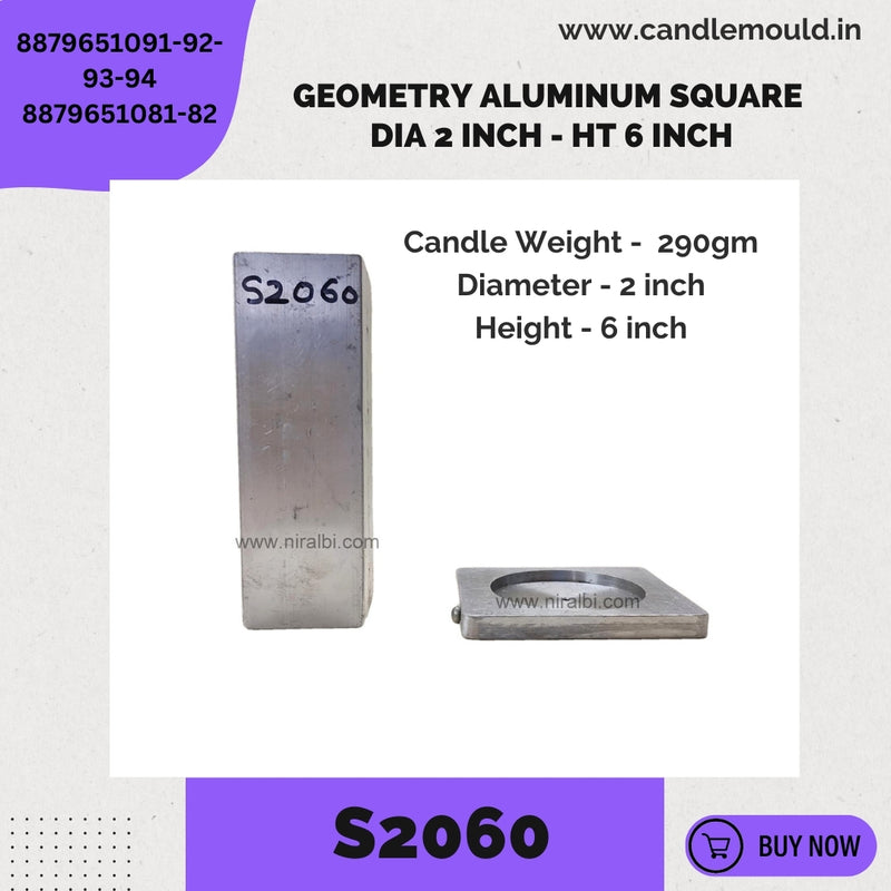 Niral's Geometry Aluminum Square Dia 2.5 inch - Ht 6 inch