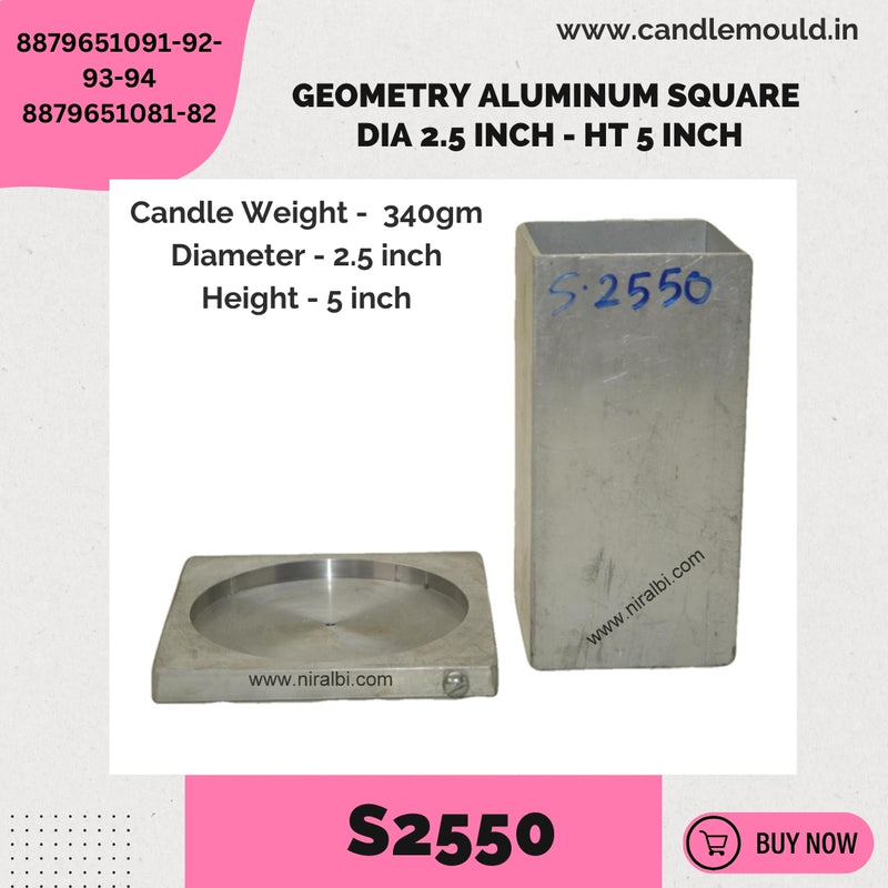 Niral's Geometry Aluminum Square Dia 2.5  inch - Ht 5 inch