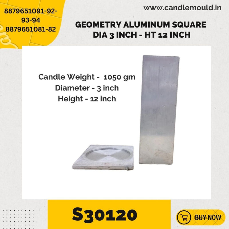 Niral's Geometry Aluminum Square Dia 3 inch - Ht 12 inch
