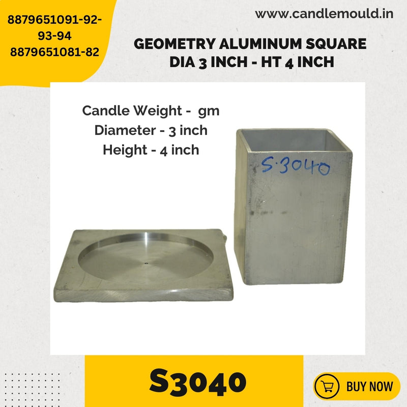 Niral's Geometry Aluminum Square Dia 3 inch - Ht 4 inch