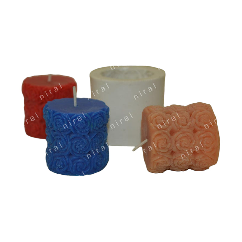 Enchanting Rose Pillar Silicone Candle Mold SCM21842, Niral Industries