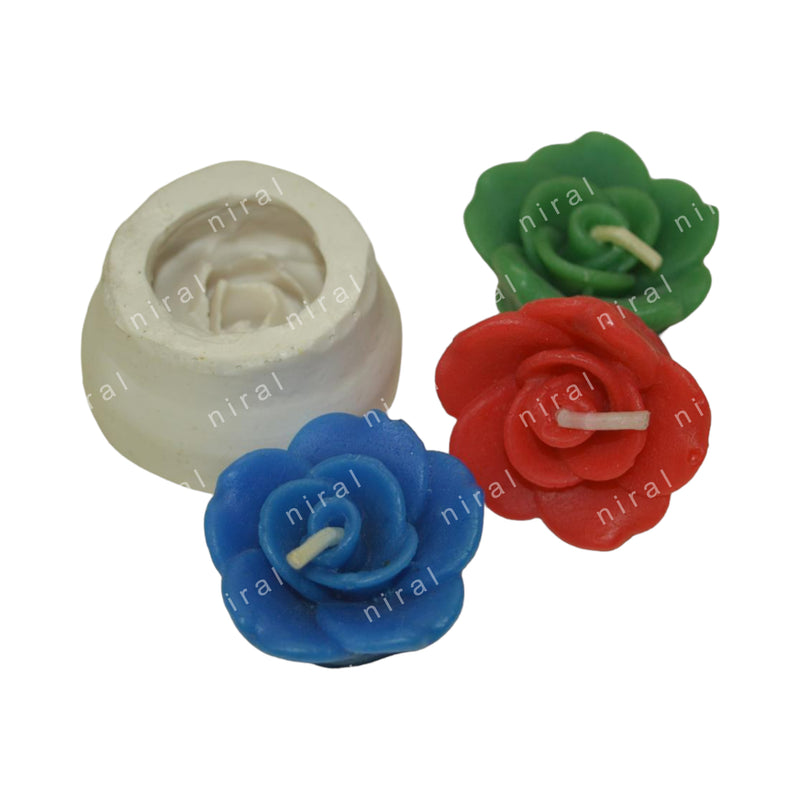 2-in-1 Rose T-Light and Candle Making Silicone Mould HBY158, Niral Industries