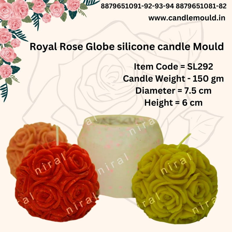 Royal Rose Globe silicone candle Mould SCM21844, Niral Industries