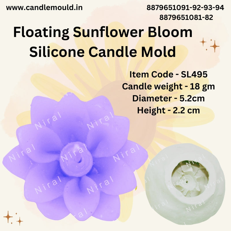 Floating Sunflower Bloom Silicone Candle Mold SCM22118, Niral Industries