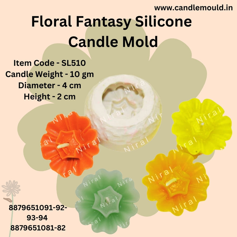 Floral Fantasy Silicone Candle Mold SL510, Niral Industries