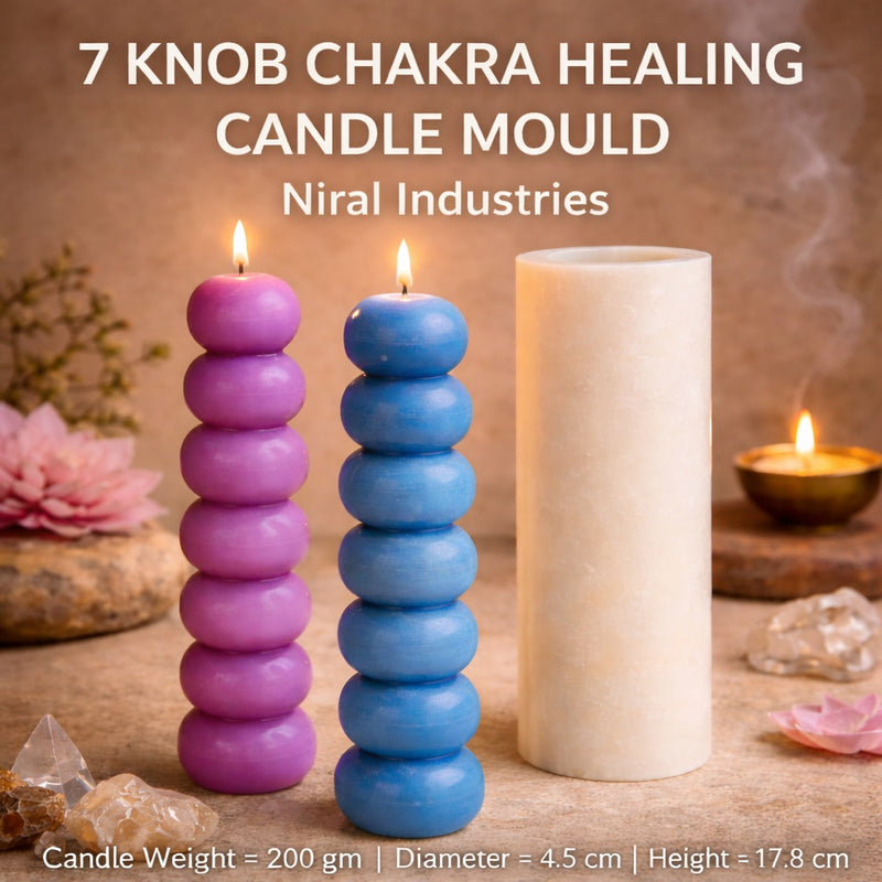 7 Knob Chakra Healing Silicone Candle Mould HBY712, Niral Industries.