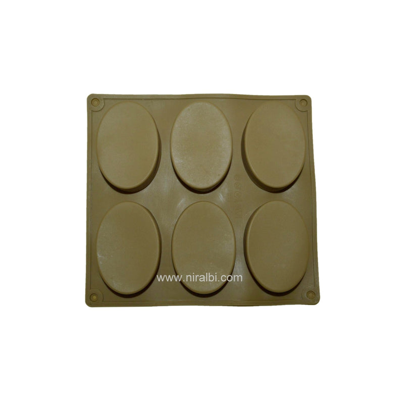 Oval Shape Silicone 6 Cavity Plain Soap Mould SP32271, Niral Industries
