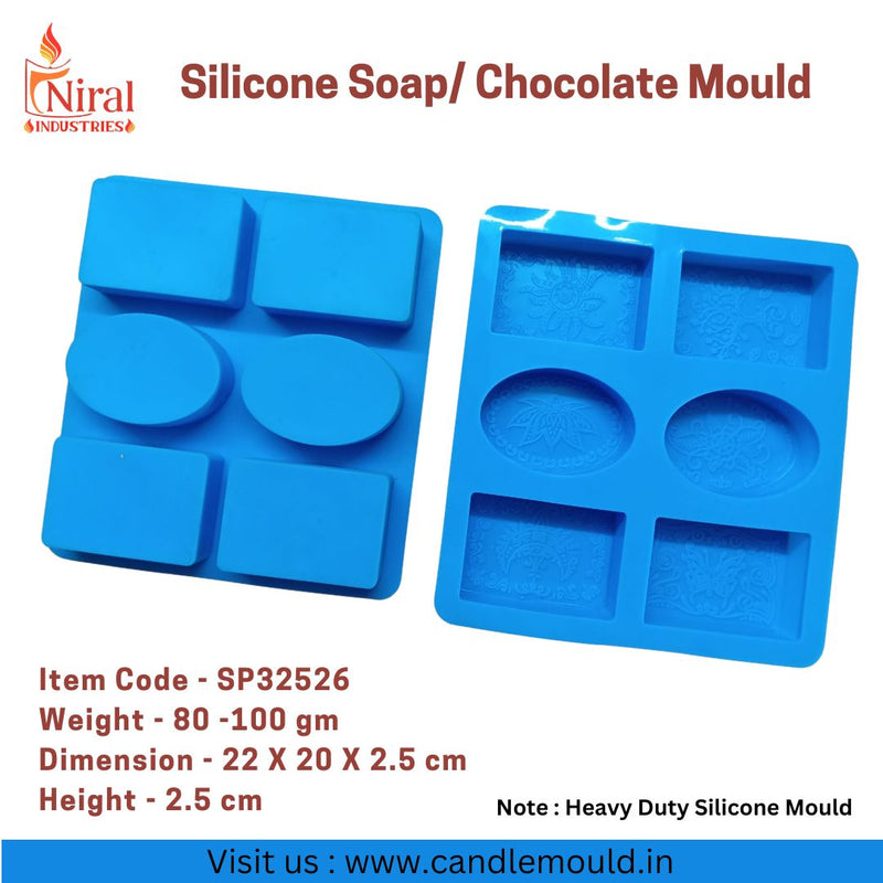 6 Cavity Rectangle Oval Embossing Flower Mould, Niral Industries.