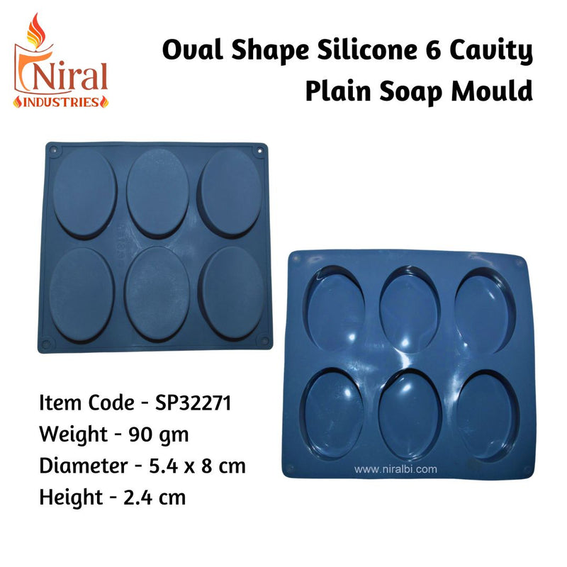 Oval Shape Silicone 6 Cavity Plain Soap Mould SP32271, Niral Industries