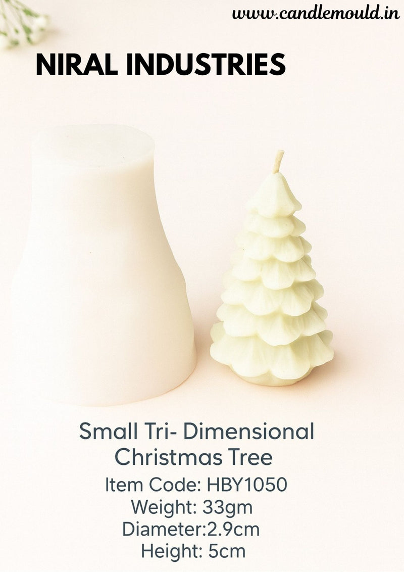 Small Tri-Dimensional Christmas Tree Candle Mould | Premium Silicone Festive Tree Mold